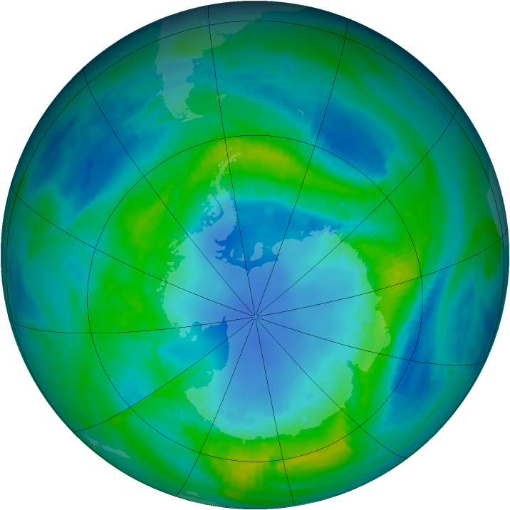 Antarctic ozone map for 19 April 1982